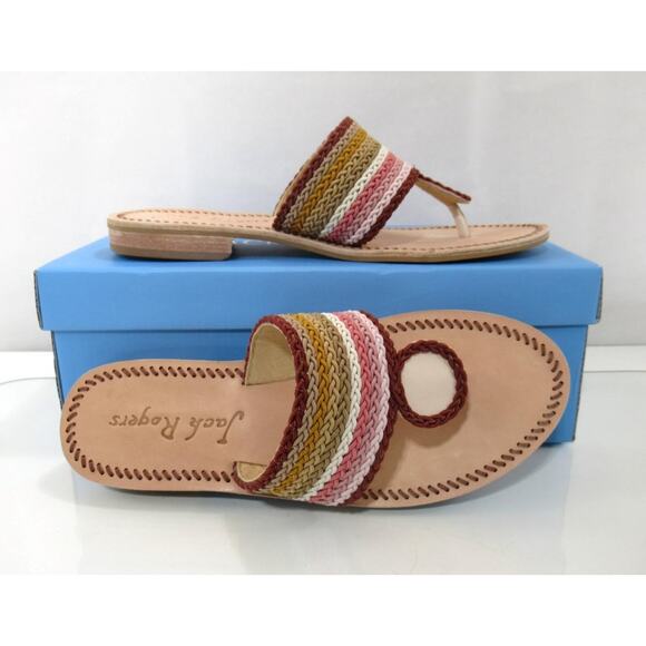 Jack Rogers Signature Jacks Rope Flat Thong Slide Sandals Multi Blush Size 8 - Picture 5 of 6